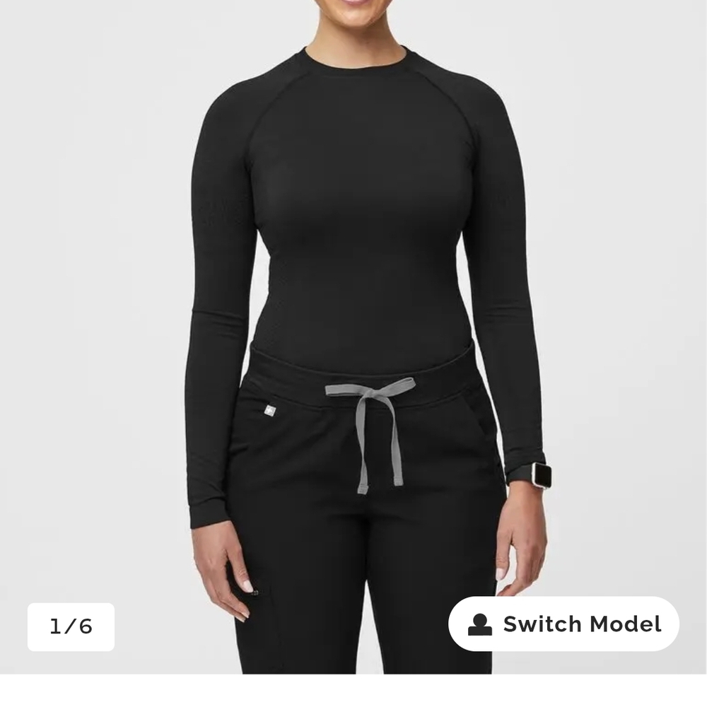 Figs Black Long-Sleeve Crewneck Top